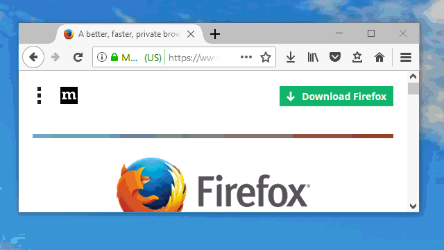 Firefox on a Windows desktop showing off the latest icon animations.