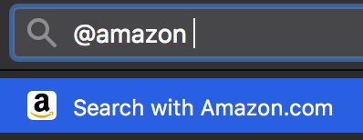 Showing that you can search from the address bar using @amazon