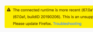A warning is now displayed when DevTools is remotely connected to a Firefox that has a different version number.
