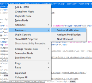 Mockup of the new context menu entry to create DOM breakpoint