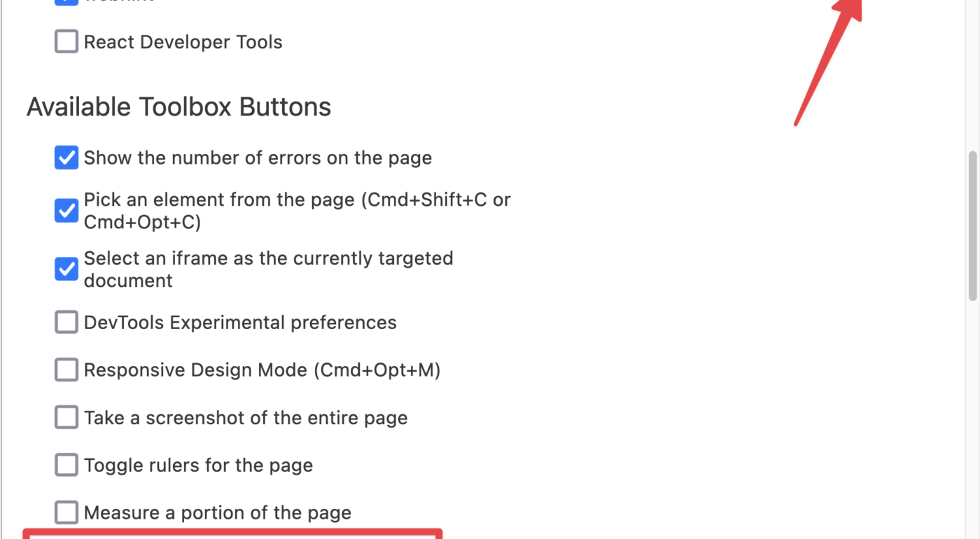 A checkbox for toggling JavaScript Tracer under a menu header "Available Toolbox Buttons", as well as a Toolbox icon at the top right corner of DevTools to access JavaScript Tracer