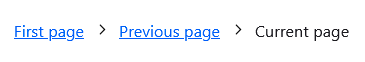 Three "breadcrumb" sample groups, with one on the left for "first page", one at the center for "previous page", and one on the right for "current page".