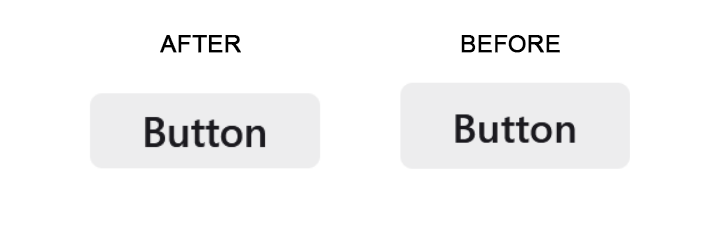A before-and-after comparison of two moz-button components, with the "after" photo showing the moz-button being shorter in height.