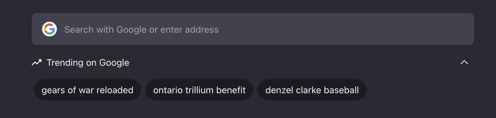 A variant of trending searches displayed under address bar in the new tab page.