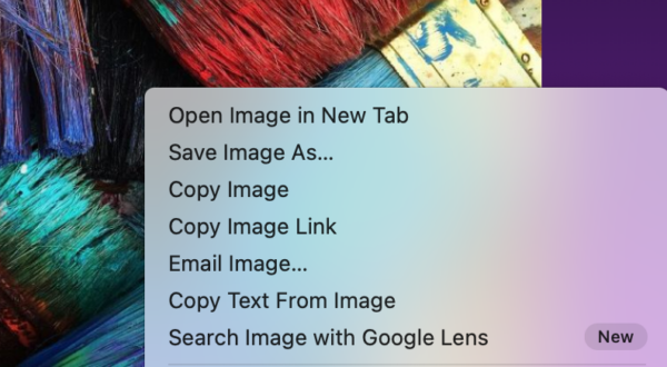 Context menu entry: Search Image with Google Lens