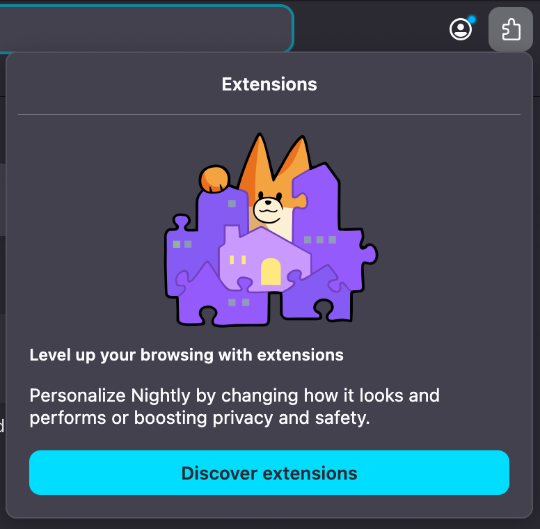 The Firefox Extensions UI panel encouraging users to find more extensions.