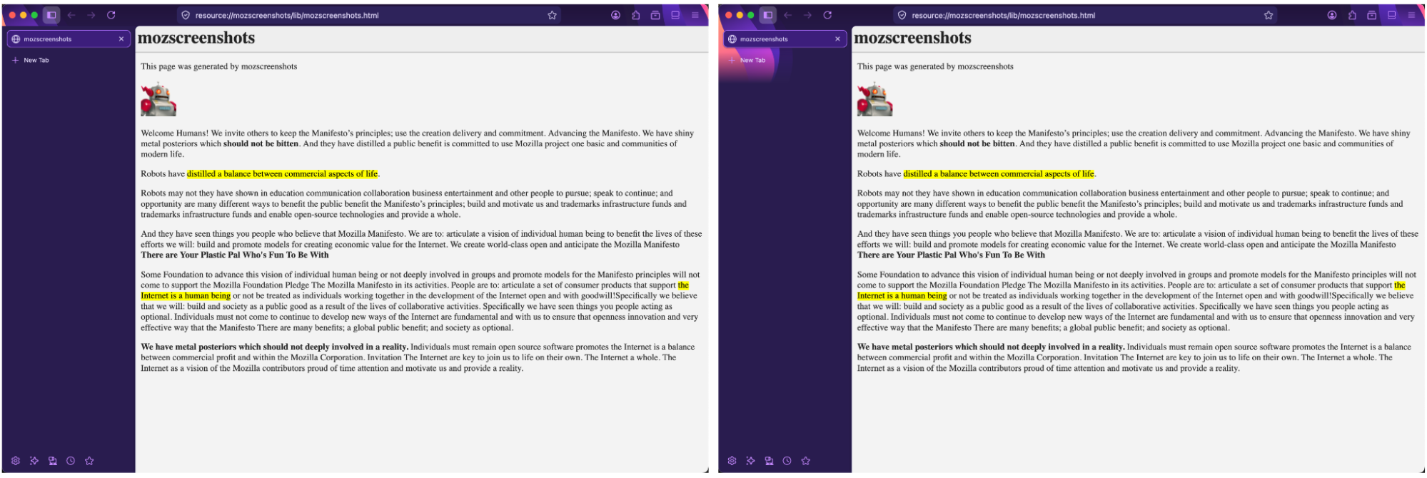 Alpenglow theme comparison, with the Firefox sidebar now better supporting themes post-150.