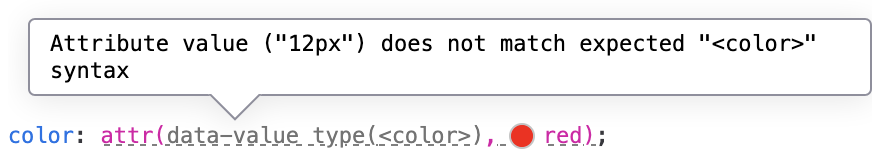 Tooltip in Firefox DevTools for mismatched syntax with attr()
