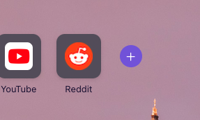 "Plus" button located to the right of New Tab shortcuts.